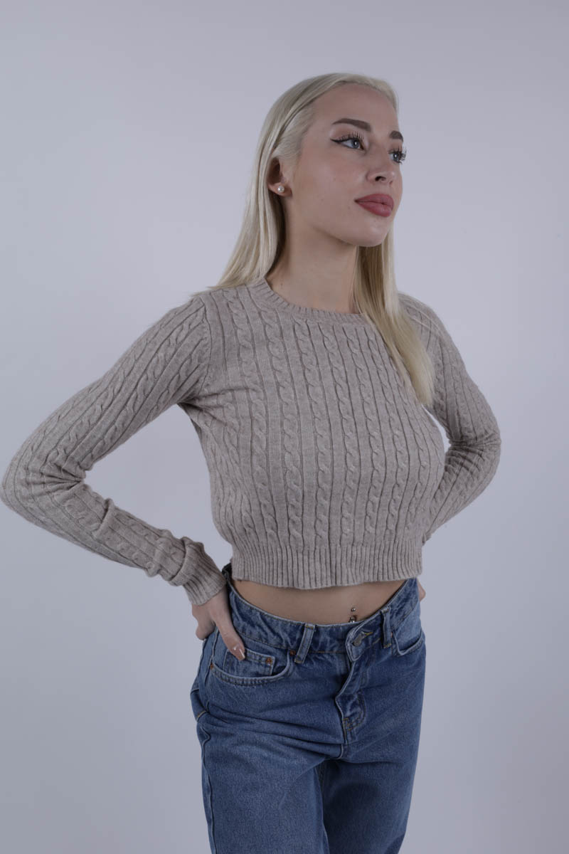 crop top πλεκτό μακυμάνικο