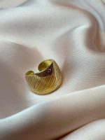 Δακτυλίδι Χρυσό Με Φούξια Ρίγες