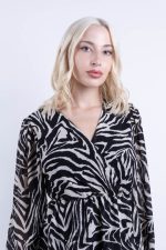 Midi Φόρεμα Κρουαζέ Ζεβρέ - Image 2