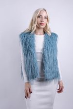 Γιλέκο Γούνα Γαλάζιο