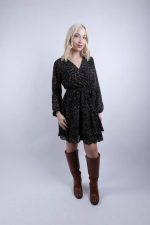 Midi Φόρεμα Κρουαζέ Leopard Γκρι