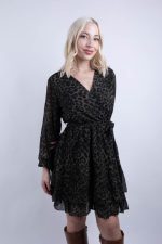 Midi Φόρεμα Κρουαζέ Leopard Γκρι - Image 5