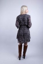 Midi Φόρεμα Κρουαζέ Leopard Μαύρο-Γκρι - Image 5
