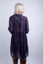 Midi Φόρεμα Με Βολάν Leopard Μωβ-Γκρι - Image 5