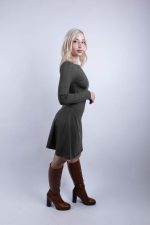 Mini Φόρεμα Με Σούρα Στη Μέση Χακί - Image 3