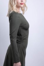 Mini Φόρεμα Με Σούρα Στη Μέση Χακί - Image 4