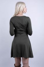 Mini Φόρεμα Με Σούρα Στη Μέση Χακί - Image 5