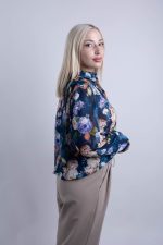 Πουκάμισο Γυναικείο Floral Μπλε-Μπεζ - Image 3