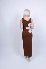 Φόρεμα Maxi Με Άνοιγμα Στη Μέση Καφέ - Image 3