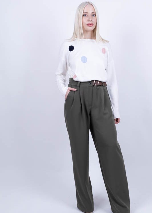 Παντελόνι Ανδρόγυνο Χακί Με Ζώνη