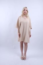 Φόρεμα Midi Φαρδύ Μανίκι Μπεζ
