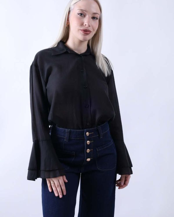 Πουκάμισο Μακρύ Μανίκι Μαύρο