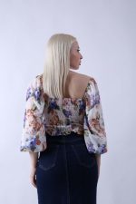 Top Floral Με Balloon Μανίκι - Image 2