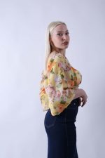 Top Floral Με Balloon Μανίκι Κίτρινο - Image 3