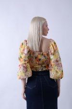 Top Floral Με Balloon Μανίκι Κίτρινο - Image 2