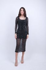 Φόρεμα Midi Με Στρας Μαύρο