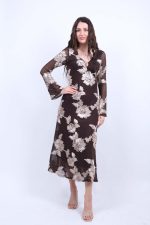 Φόρεμα Floral Maxi Καφέ - Image 3