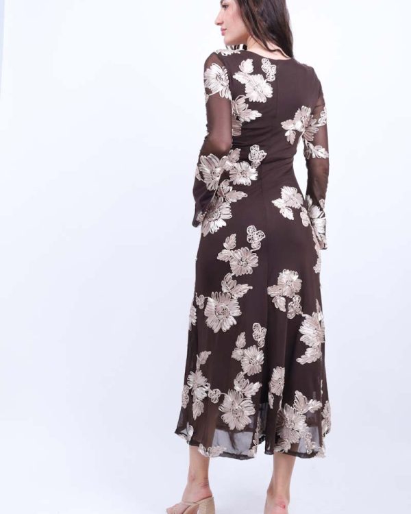 Φόρεμα Floral Maxi Καφέ