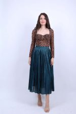 Φούστα maxi Πλισέ Πετρολ