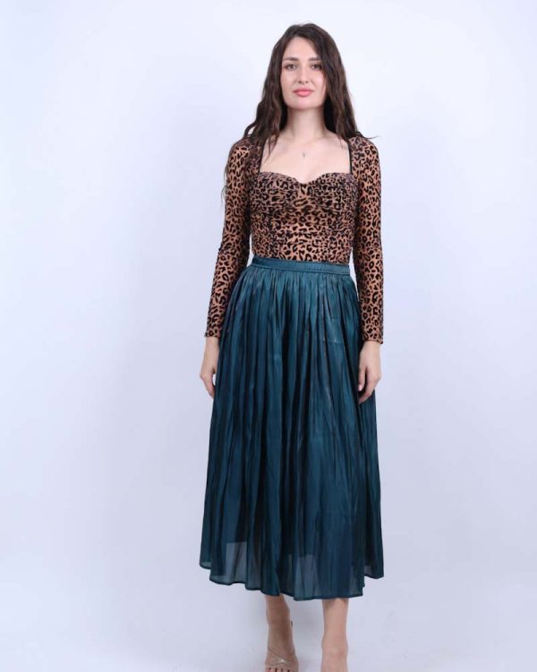 Φούστα maxi Πλισέ Πετρολ