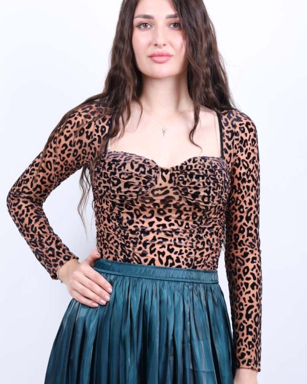 Κορμάκι Λεοπάρ Καφέ-Μαύρο