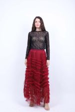 Φούστα Maxi Τούλινη Μπορντό