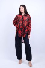Πουκάμισο Μακρύ Floral Κόκκινο