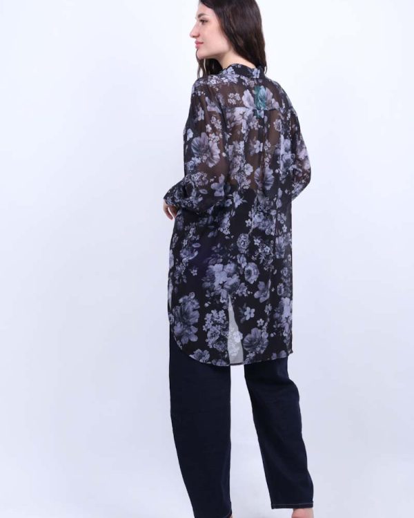 Πουκάμισο Μακρύ Floral Γκρι