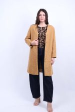 Παλτό χωρίς Γιακά Μουσταρδί