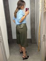 Παντελόνι Δερμάτινη Zip Culotte Λάδι - Image 2