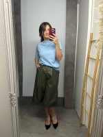 Παντελόνι Δερμάτινη Zip Culotte Λάδι