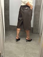 Παντελόνι Δερμάτινη Zip Culotte Καφέ - Image 4