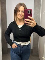 Ζακέτα Πλεκτή Crop Top Μαύρη - Image 2